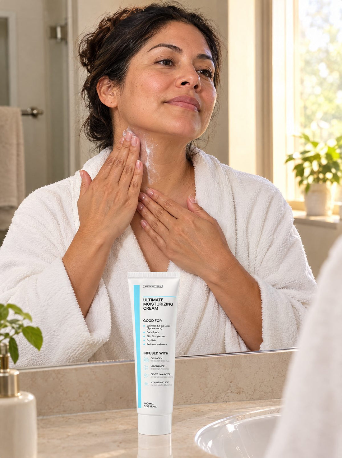Por la mañana, rostro y cuello