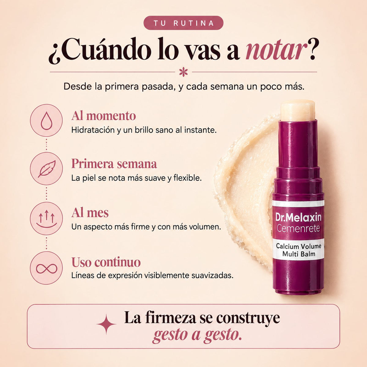 Cuándo se nota el bálsamo reafirmante: al momento, la primera semana y al mes