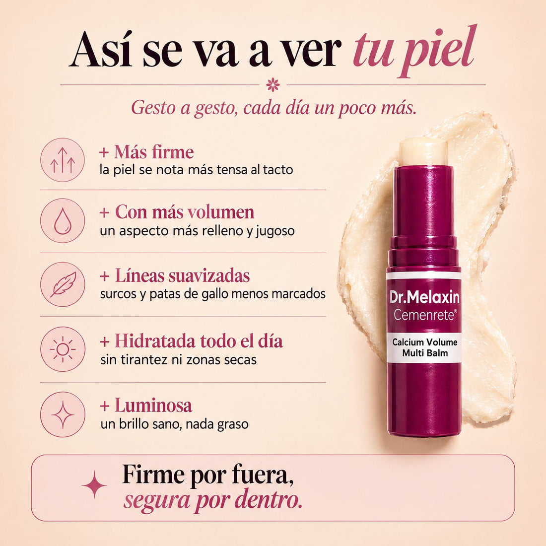 Así se va a ver tu piel: más firme, con más volumen, líneas suavizadas e hidratada todo el día