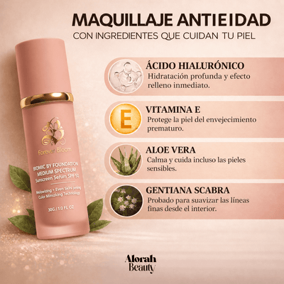 Base 4 en 1 con Antiedad y SPF 50 | Se adapta automáticamente a tu tono. Hidrata, protege y embellece - Alorah Beauty