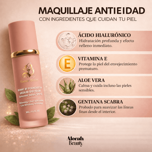 Base 4 en 1 con Antiedad y SPF 50 | Se adapta automáticamente a tu tono. Hidrata, protege y embellece - Alorah Beauty