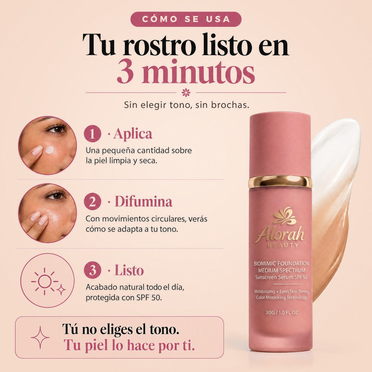Base 4 en 1 con SPF 50 de Alorah Beauty