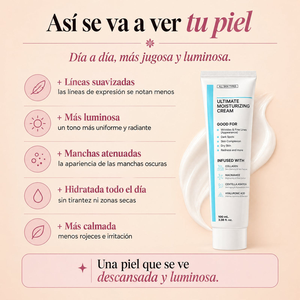 Así se ve la piel con la crema coreana: más luminosa, hidratada y con líneas suavizadas