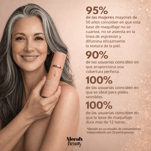 Forever Bloom - Base 4 en 1 con Antiedad y SPF 50 | Se adapta automáticamente a tu tono. Hidrata, protege y embellece - Alorah Beauty