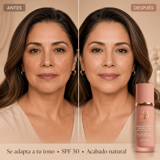 Forever Bloom - Base 4 en 1 con Antiedad y SPF 50 | Se adapta automáticamente a tu tono. Hidrata, protege y embellece - Alorah Beauty