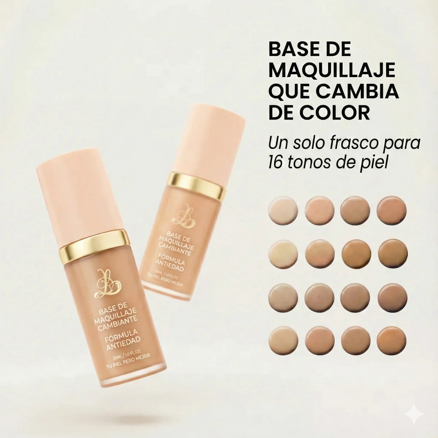 Base de Maquillaje Antiedad con SPF 50 – Se Adapta a tu Tono de Piel
